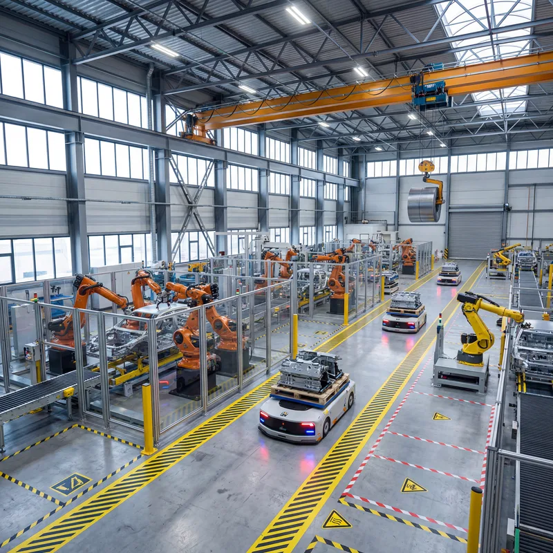 Fabrica automatizada con robots