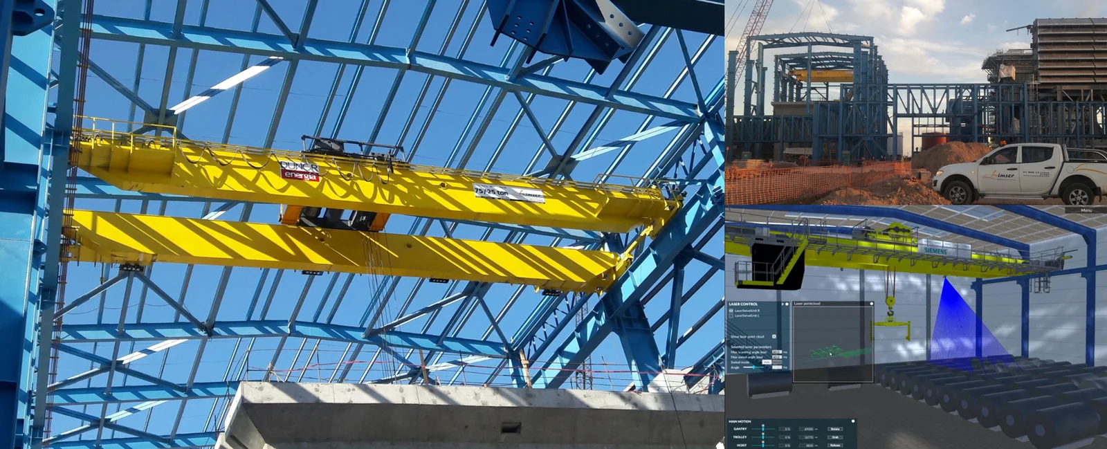 Grúa industrial LIMSER — proyecto ORZA de automatización de grúas puente